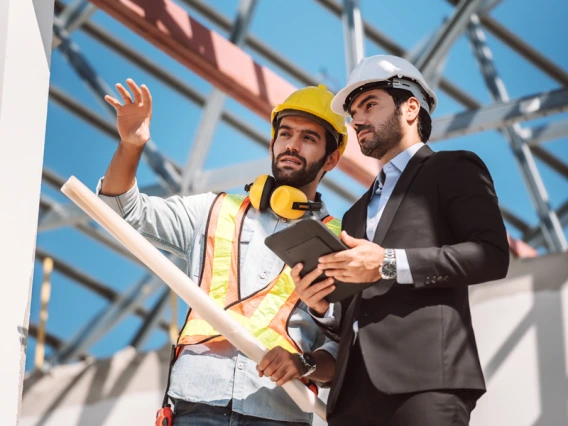 Engineering manager giving direction on a job site
